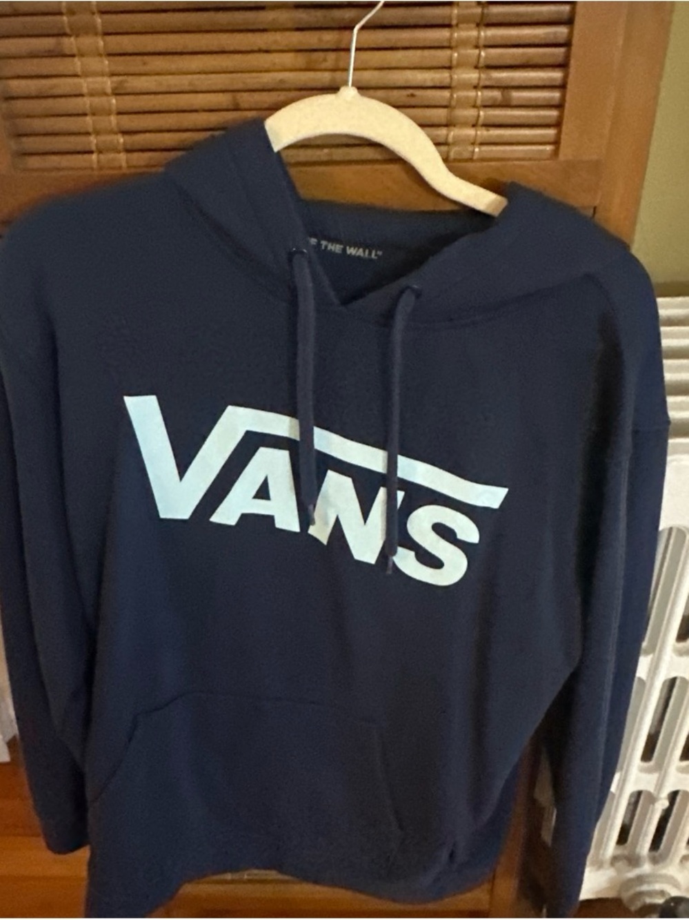 Vans Men's Dark Blue Pullover Hoodie with White Logo